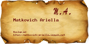 Matkovich Ariella névjegykártya